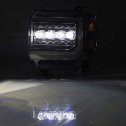 AlphaRex 14-18 GMC Sierra NOVA LED Proj Headlights Plank Style Black w/Activ Light/Seq Signal/DRL 880617 *Discontinued
