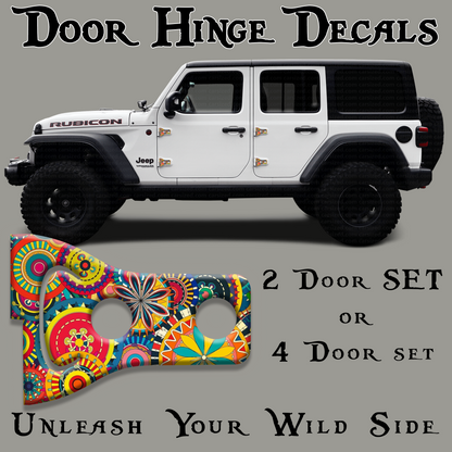 Hippy print Door hinge decals 47