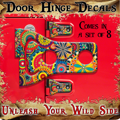 Hippy print Door hinge decals 47