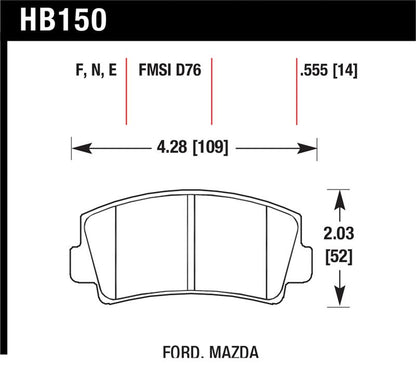 Hawk 79-84 Mazda B2000 / 70-74 RX-2 / 74-78 RX-4 / 79-85 RX-7 Blue 9012 Front Race Brake Pads