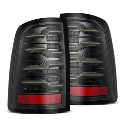 AlphaRex 09-18 Dodge Ram Luxx-Series LED Tail Lights Alpha-Black w/ Activation Light & Seq. Signal 640003 *Discontinued