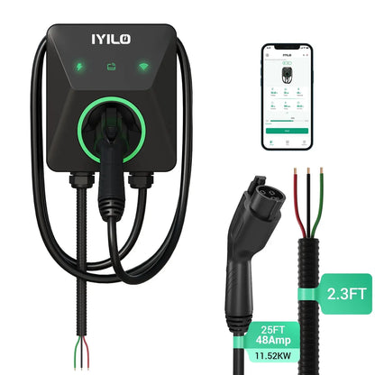 IYILO Level 2 EV Charger J1772 Wall-mounted Hardwired - 48A