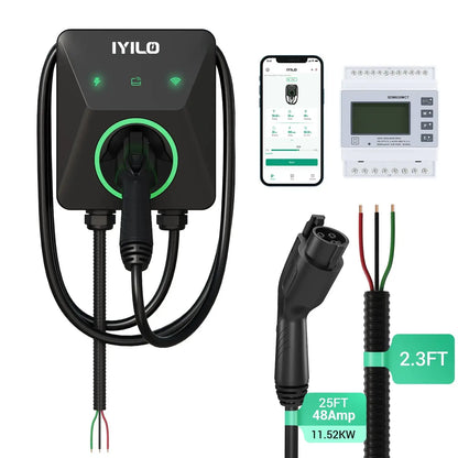 IYILO Pro Level 2 EV Charger J1772 Hardwired with energy meter - 48A