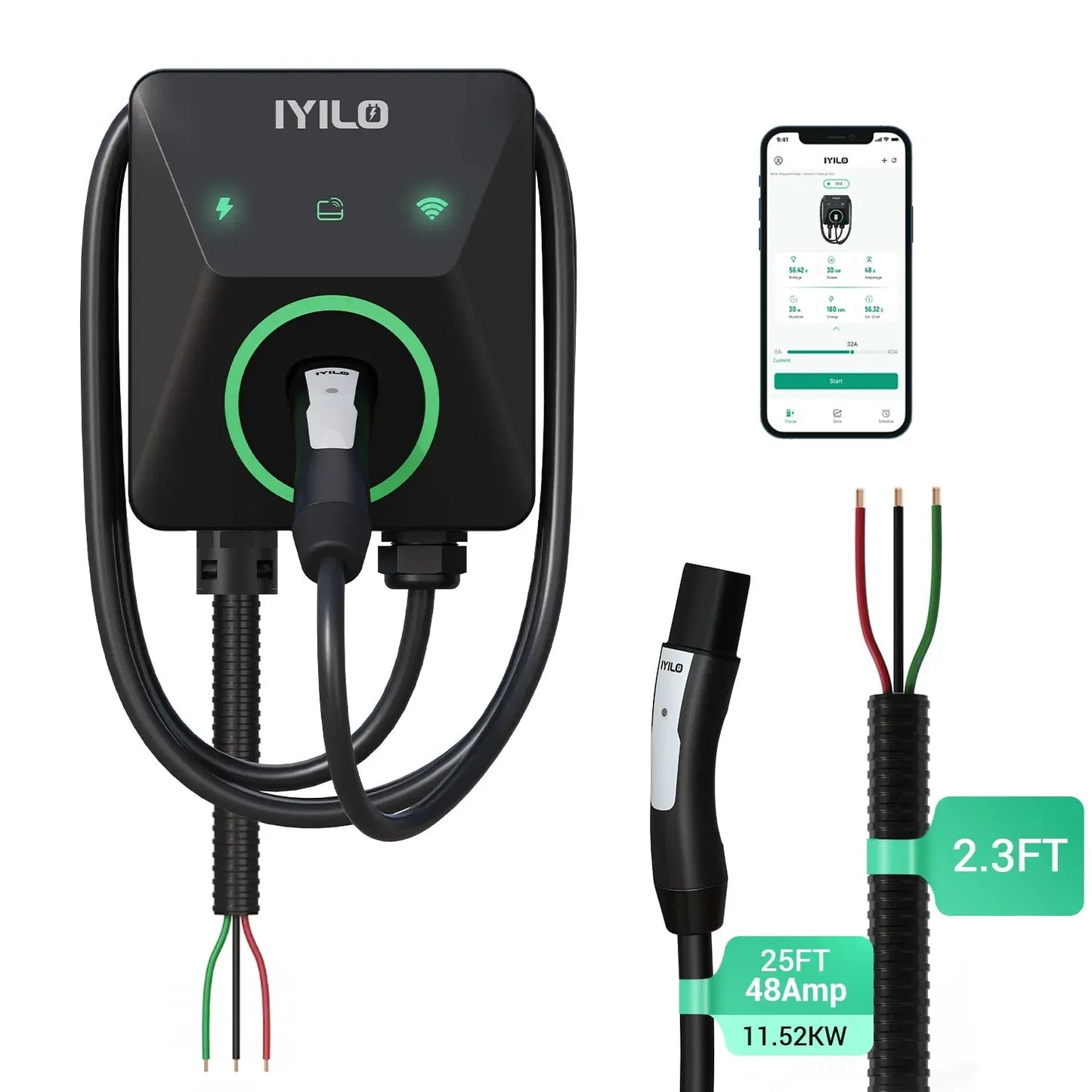 IYILO Level 2 EV Charger NACS (J3400)Hardwired – 48A