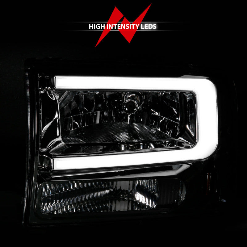 ANZO 99-04 Ford F250/F350/F450/Excursion (excl. 99) Crystal Headlights - w/ Light Bar Chrome Housing 111550