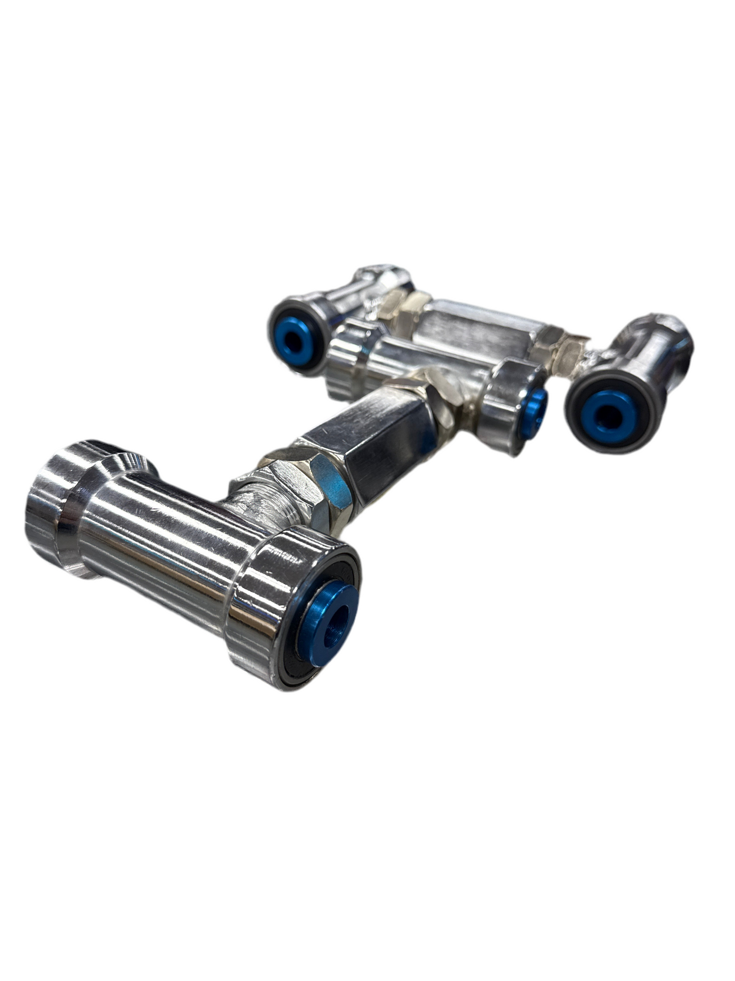 NNR Front Upper Camber Arms Nissan 300ZX / R32GTR Polished Silver with Blue Bushing Ends