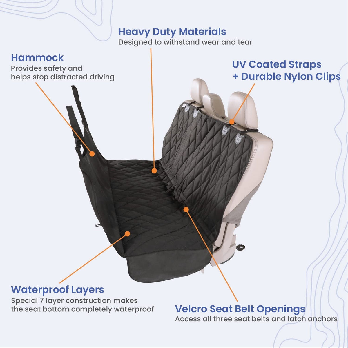 Dog Rear Seat Cover with Hammock - Regular