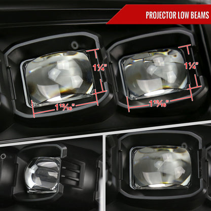 2009-2018 Dodge RAM 1500 / 2019 RAM Classic / 2010-2018 RAM 2500 3500 Projector Headlights w/ Amber LED Sequential Turn Signal (Matte Black Housing/Clear Lens)