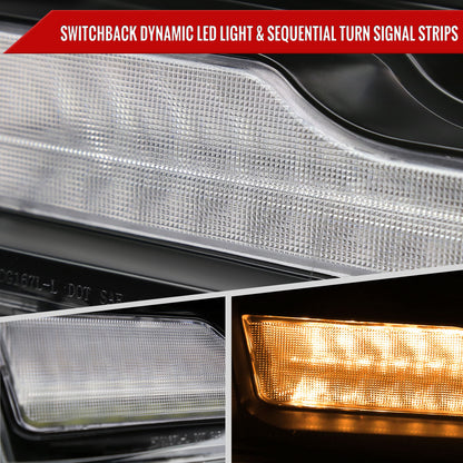 2009-2018 Dodge RAM 1500 / 2019 RAM Classic / 2010-2018 RAM 2500 3500 Projector Headlights w/ Amber LED Sequential Turn Signal (Matte Black Housing/Clear Lens)