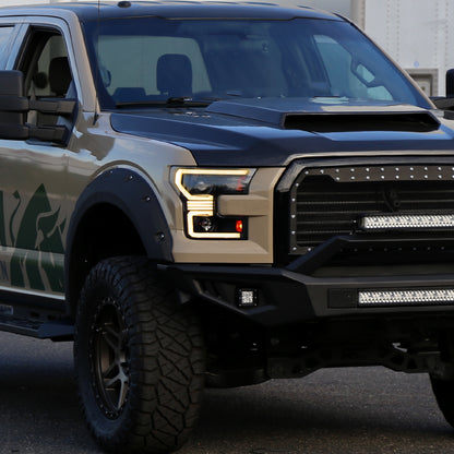 2015â€“2017 Ford F-150 LED Bar Projector Headlights w/ Amber LED Sequential Turn Signals & Starup Animition (Black Housing / Clear Lens)