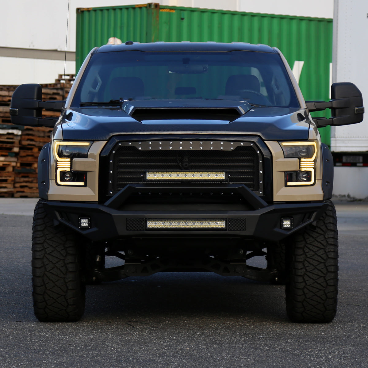 2015â€“2017 Ford F-150 LED Bar Projector Headlights w/ Amber LED Sequential Turn Signals & Starup Animition (Black Housing / Clear Lens)
