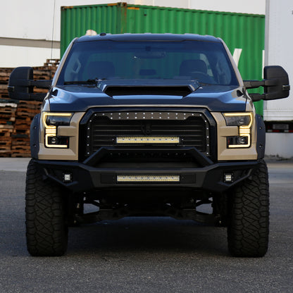 2015â€“2017 Ford F-150 LED Bar Projector Headlights w/ Amber LED Sequential Turn Signals & Starup Animition (Black Housing / Clear Lens)