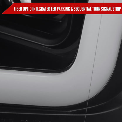 2018-2020 Ford F-150 Projector Headlights w/ Amber LED Sequential Turn Signal Lights (Matte Black Housing / Clear Lens)