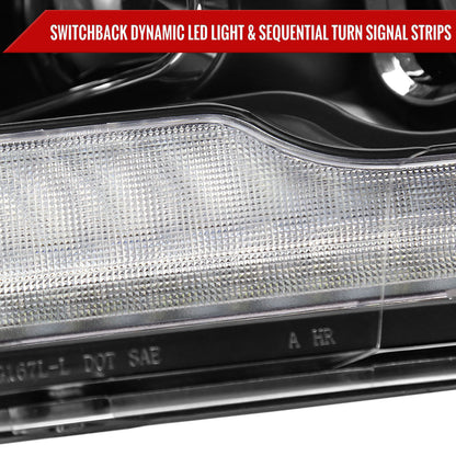 2009-2018 Dodge RAM 1500  / 2019-2021 RAM Classic / 2010-2018 RAM 2500 3500 Projector Headlights w/ Amber LED Sequential Turn Signal (Matte Black Housing/Clear Lens)
