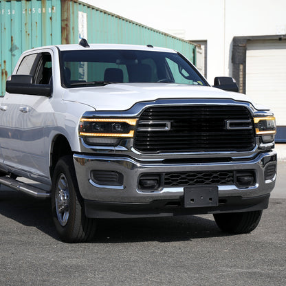2019-2024 Dodge RAM 2500/3500/4500/5500 Projector Headlights w/ Amber LED Sequential Turn Signal & Starup Animation (Matte Black Housing/Clear Lens)