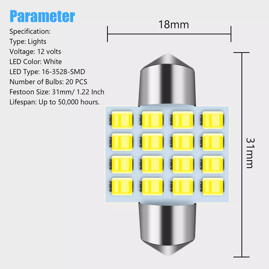 GEN PERFORMANCE 31MM Festoon DE3175 LED Light Bulbs 6000K White