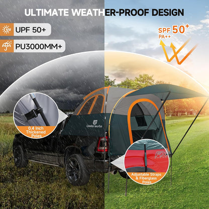 Umbrauto Truck Bed Tent with Awning,Fits 5.5-5.8 ft Truck Beds | PU3000mm Waterproof Pickup Tent