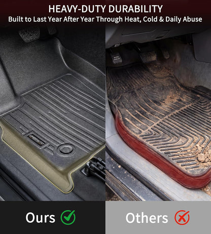 Umbrauto Floor Mats for Chevy Colorado/GMC Canyon 2015-2022 Crew Cab, All Weather TPE Floor Liners, 3D Laser Scanned Custom Fit Car Mats, Waterproof Raised Edge Protection, Easy to Clean
