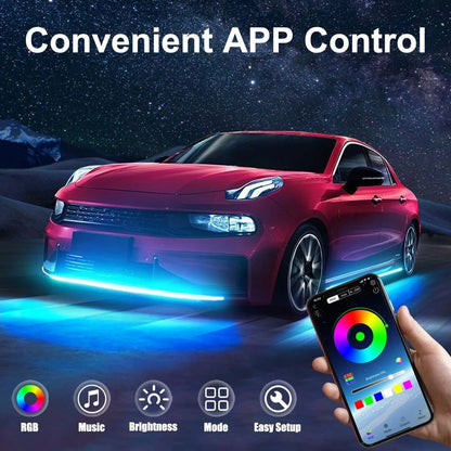 GEN PERFORMANCE 6PCS Double Row RGB Dream LED Underglow Kit – Neon Chasing Lights w/ Remote & Bluetooth