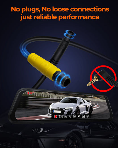 M4 2CH Mirror Dash Cam, 4K+2.5K, 12" IPS Touchscreen