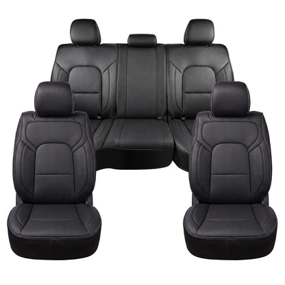 Umbrauto Custom Seat Covers fit for Dodge Ram 1500 2500 3500, Full Coverage Luxury Leather Ram Truck Seat Cover 2009-2025 Compatible with Crew Cab Double Quad Regular (Full Set (Flat Rear))