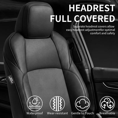 Truck Seat Covers for Toyota Tacoma 2024-2026 Double Cab, Nappa Leather, 3D Laser-Scan Custom Fit, Waterproof, Easy-Clean, Full Coverage, Airbag Compatible, Pet & Scratch Protection