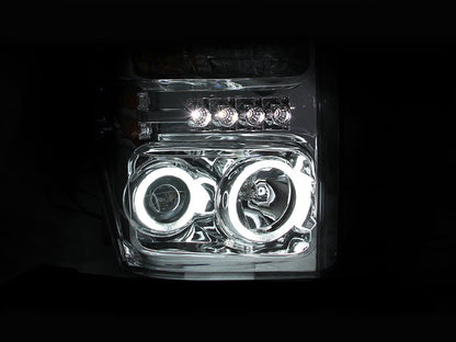 Anzo 2008-2010 Ford F-250 Projector Headlights w/ Halo Chrome (CCFL)