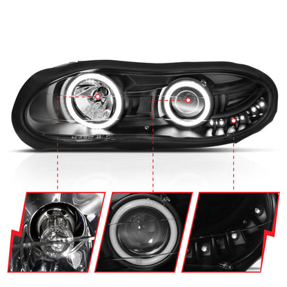 Anzo 1998-2002 Chevrolet Camaro Projector Headlights w/ Halo Black