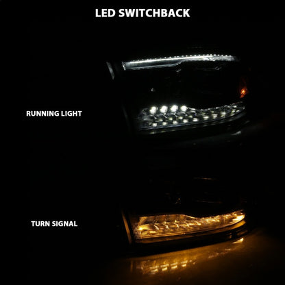 ANZO 2009-2018 Dodge Ram 1500 Projector H.L. Switchback Black Amber 111441