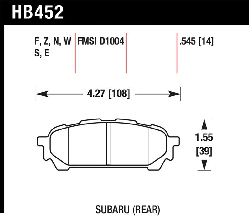 Hawk 03-05 WRX D1004 HP+ Street Rear Brake Pads