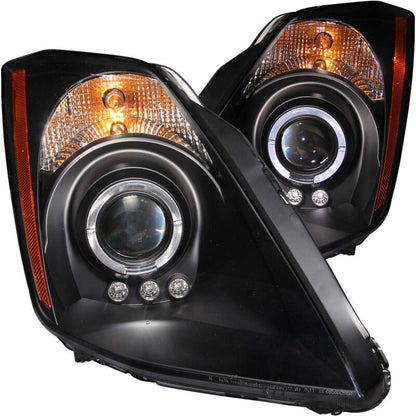 ANZO 2003-2005 Nissan 350Z Projector Headlights w/ Halo Black 121444