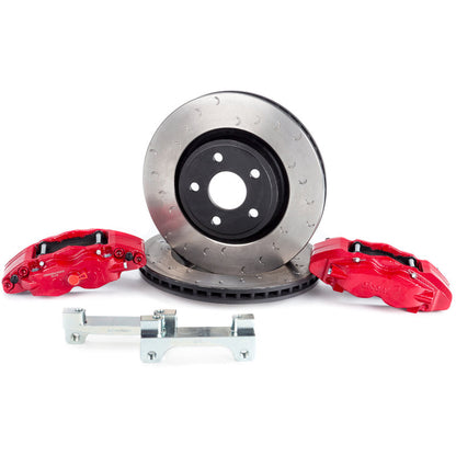 Alcon 07+ Jeep JK 350x32mm Rotors 4-Piston Red Calipers Front Brake Upgrade Kit BKF5459AX02