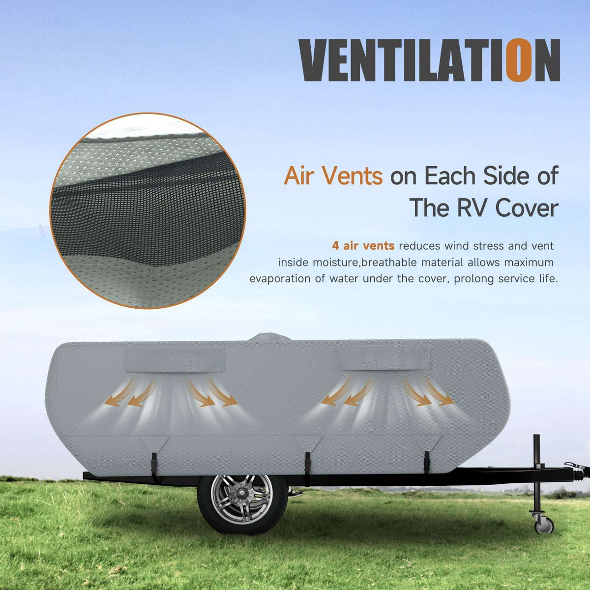 DikaSun 7 Layers Pop Up Camper Cover, Breathable UV Resistant Windproof Waterproof RV Cover