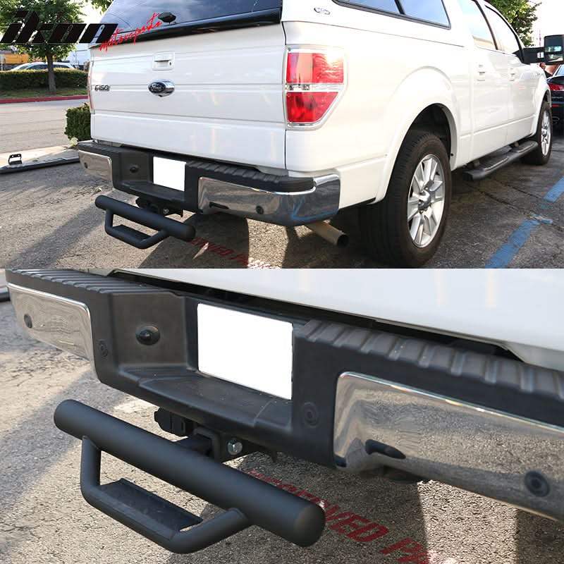 Universal Cabs V1 Black Powder Coated Rear Step Bumper Guard Steel