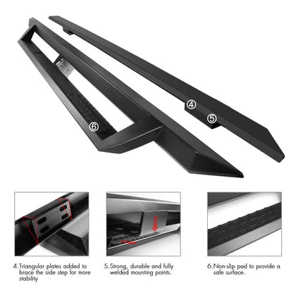 2007-2018 Chevy Silverado GMC Sierra IKON V1 Black Running Board Steel