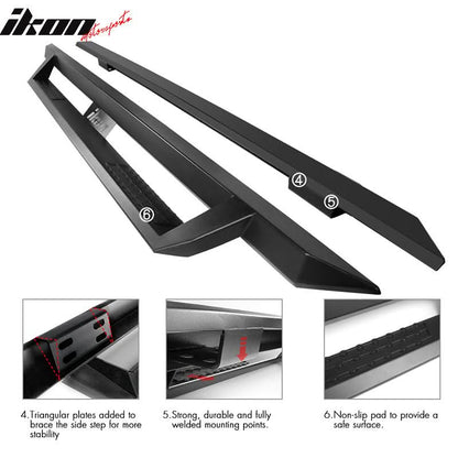 2009-2023 Dodge Ram 1500 IKON V1 Style Black Running Board Solid Steel