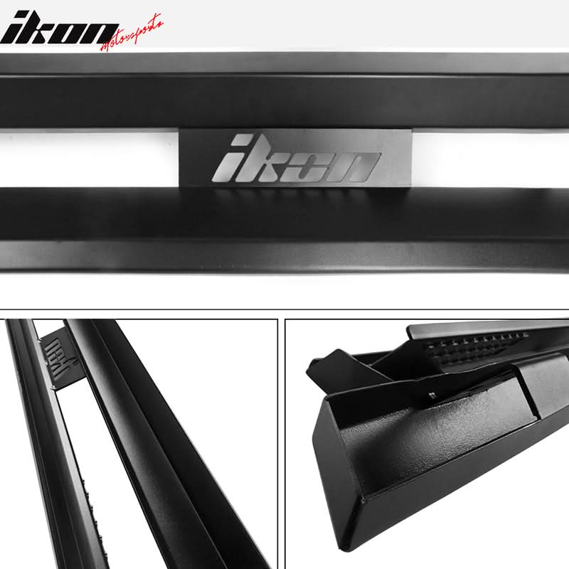 2007-2019 Chevy Silverado GMC Sierra IKON V1 Black Running Board Steel