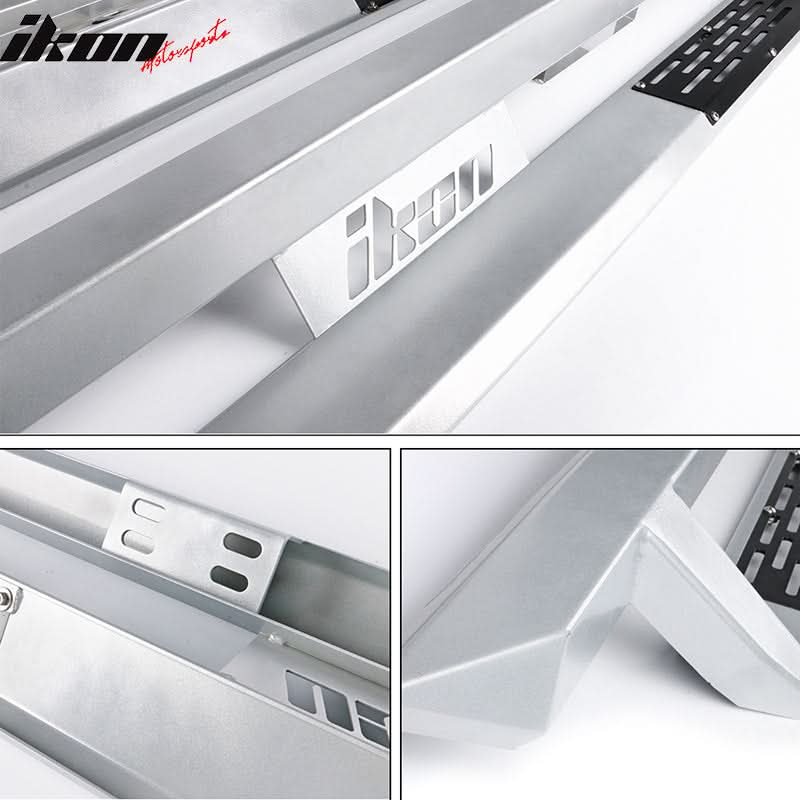 2007-2018 Chevy Silverado Sierra IKON V1 Silver Running Boards Steel