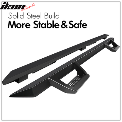 2005-2022 Toyota Tacoma Double Cab IKON V2 Black Running Boards Steel
