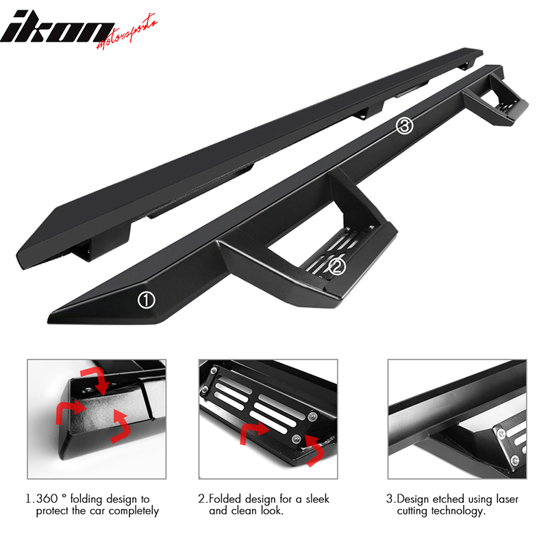 2007-2021 Toyota Tundra Crew Max IKON V2 Black Running Boards Steel