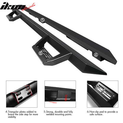 2005-2022 Toyota Tacoma Double Cab IKON V2 Black Running Boards Steel