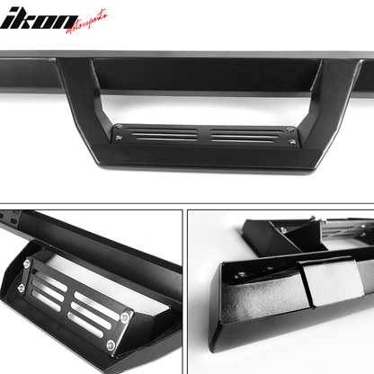 2009-2014 Ford F-150 Crew Cab IKON V2 Black Running Boards Solid Steel