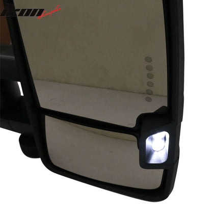1988-1998 C1500 Tow Mirrors Power Turn Signal Arrow Lamp Chrome