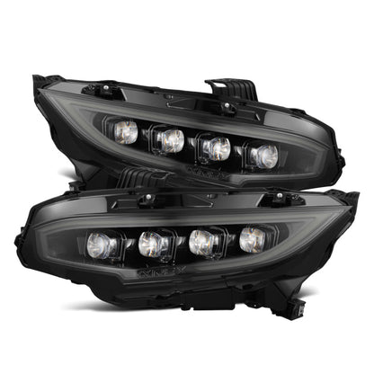 AlphaRex 16-21 Honda Civic NOVA-Series LED Proj Headlights Alpha-Black w/Actv Lgt & Seq.Sig / SB DRL 880492 *Discontinued
