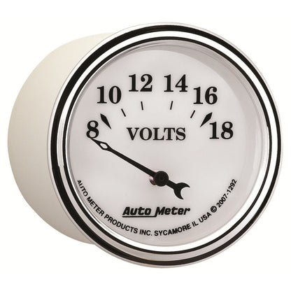 AutoMeter Gauge Voltmeter 2-1/16in. 18V Elec Old Tyme White II 1292
