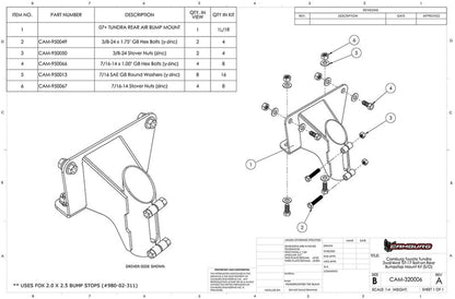 Camburg 07-21 Toyota Tundra 2wd/4wd Bolt-on Rear FOX 2.0 Bump Stop Mount Kit (S/O) CAM-320006