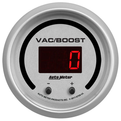 Autometer 52.4mm Silver Switchable 0-1600 PSI/0-110 BAR Vacuum/Boost Ultra-Lite Elite Digital Gauge 6758-UL