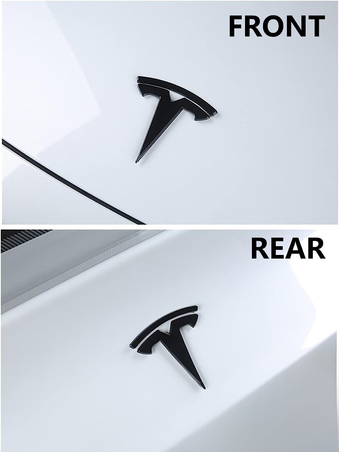 TESLA Metal Gloss and Matte OEM Emblems Logo for Model 3 & Model Y Hood + Trunk in Gold, Red, Gloss and Matte Black