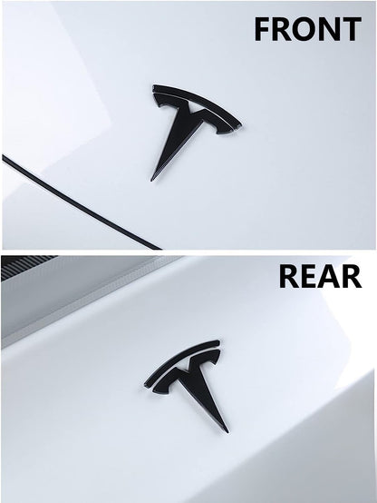 TESLA Metal Gloss and Matte OEM Emblems Logo for Model 3 & Model Y Hood + Trunk in Gold, Red, Gloss and Matte Black