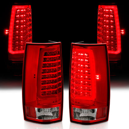ANZO 2007-2014 Chevy Tahoe LED Taillight Plank Style Chrome With Red/Clear Lens 311323